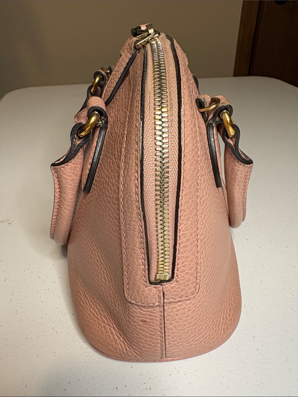Gucci Blush Pink Leather GG Charm Dome Satchel with Strap & COA - Picture 5 of 16
